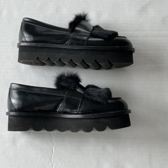 AGL Black Platform loafers w/fur size 6 (36) - Picture 7 of 10